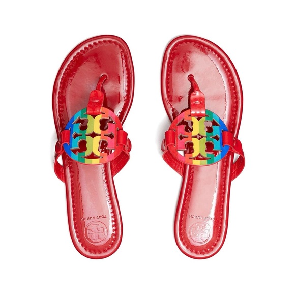 ☀️NEW☀️Tory Burch Miller Sandals Rainbow Red